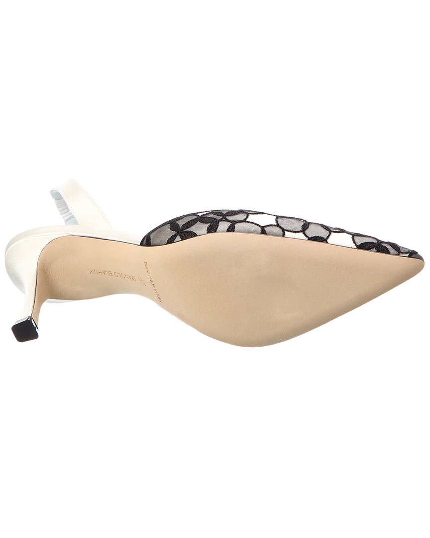 Маноло Бланик Каролайн 70 Атласные туфли-лодочки на шпильке Manolo Blahnik, белый — фото 4