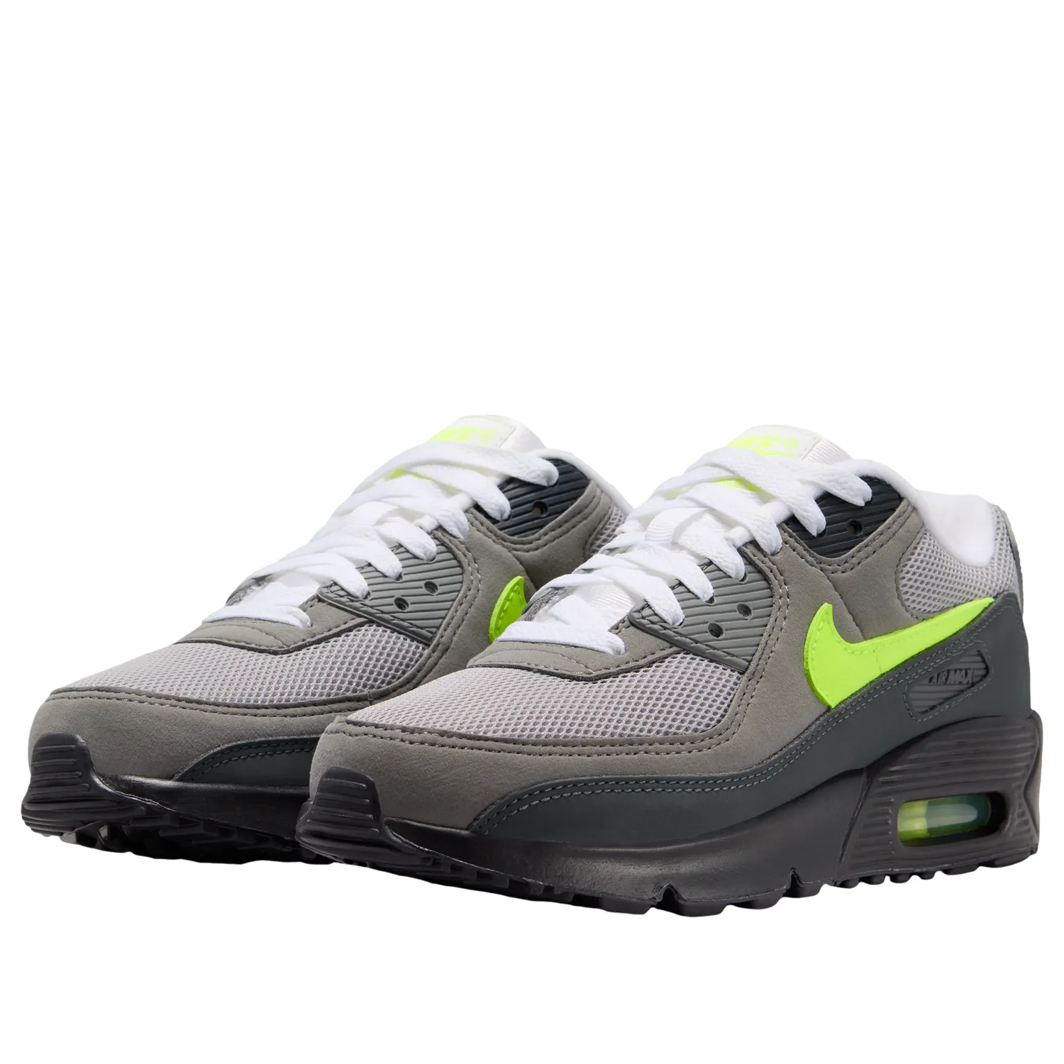 Кроссовки (GS) Nike Air Max 90 'Black Anthracite Neon Yellow', серый — фото 4