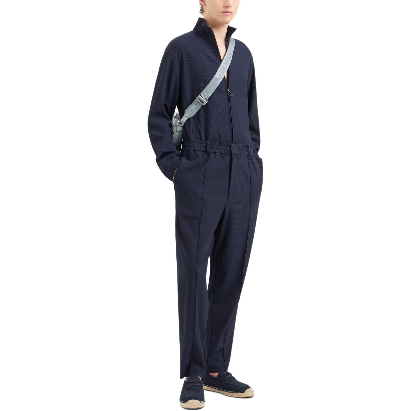 EMPORIO ARMANI Эффект канеле Стрич Полная молния Блузон, Marine Blue — фото 4
