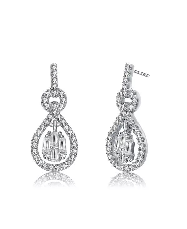 

Серьги-Подвески в виде дверного молотка с кубическим цирконием, покрытые белым золотом Rachel Glauber, silver