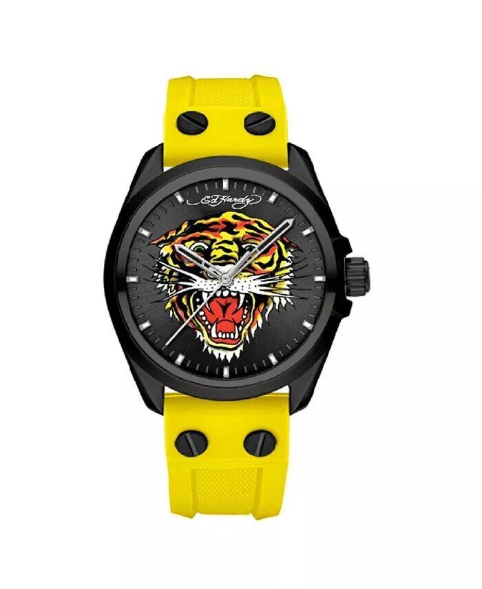 

Мужские часы с матовым желтым силиконовым ремешком, 46 мм Ed Hardy