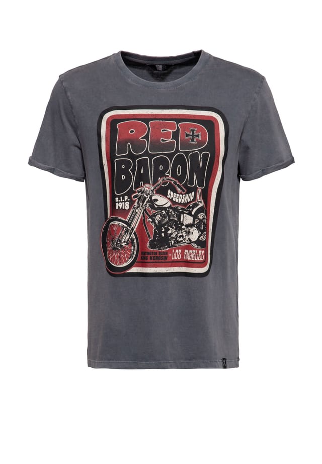

Футболка с принтом acidwash с принтом red baron speedshop King Kerosin, серый