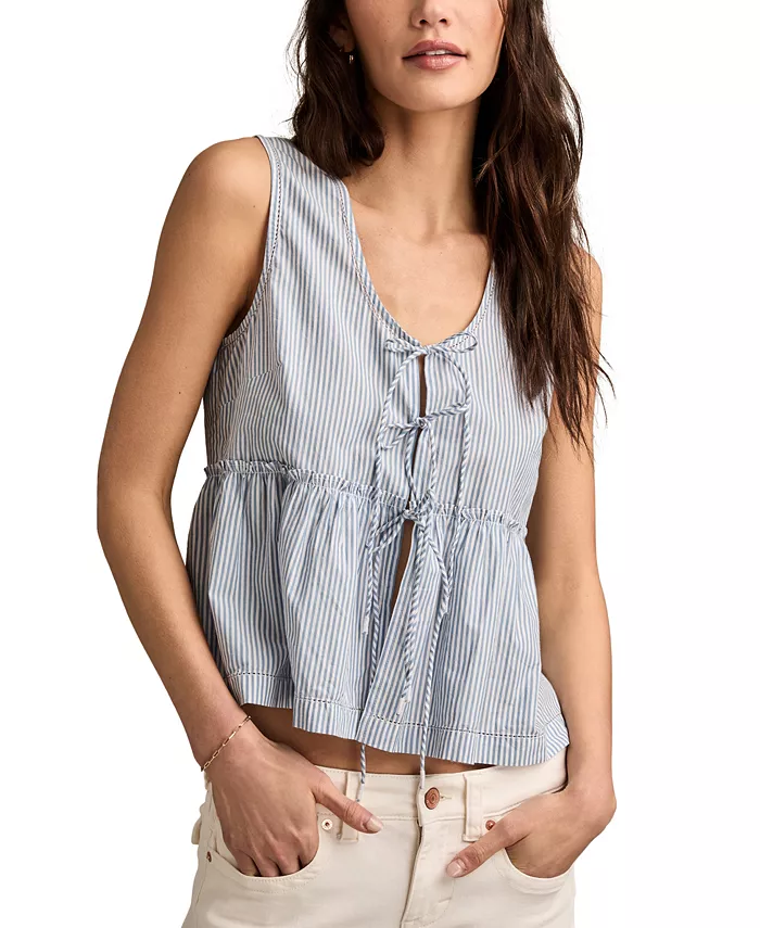 

Женская хлопковая майка-бэбидолл Flyaway Lucky Brand, синий