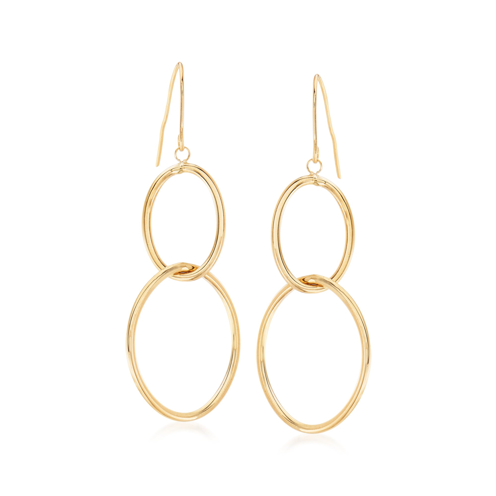 

Серьги-кольца Ross-Simons Italian из 14-каратного желтого золота с двойным овалом Ross-Simons, желтый