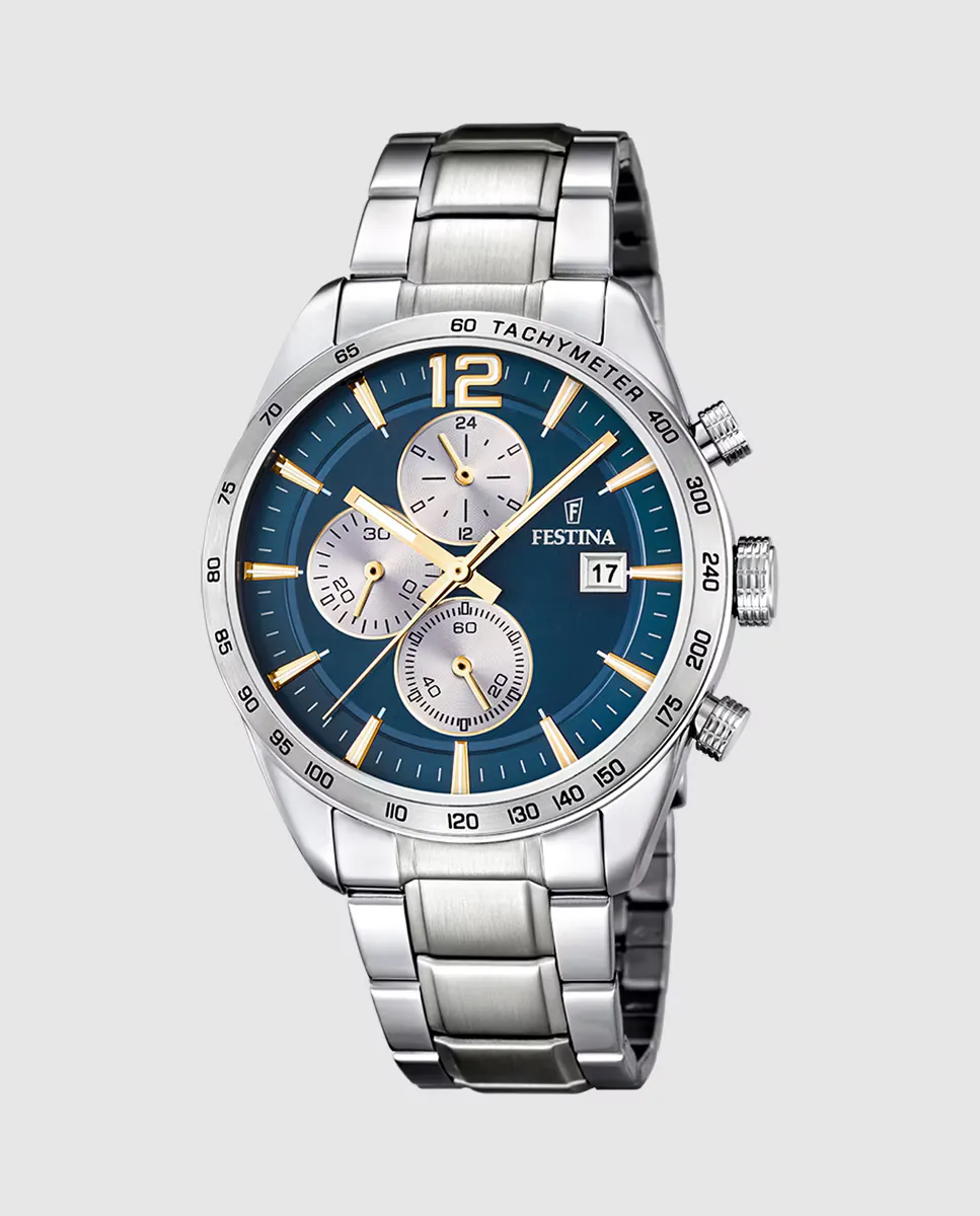 

F16759/7 Мужские часы Timeless Chronograph из серебряной стали Festina, серебряный