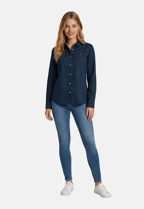 Блуза U.S. Polo Assn. Usbellaa button down, темно-синяя — фото 2
