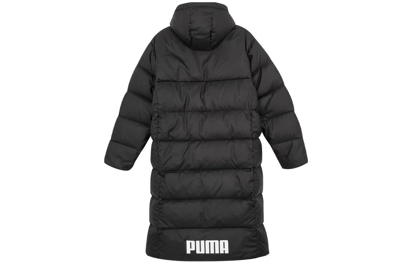 Длинное объемное пуховое пальто Puma, цвет «Черно-белый» — фото 2