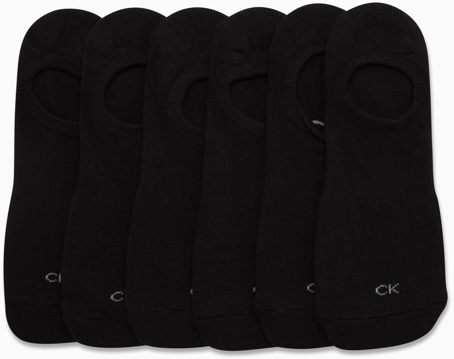 Женские носки Calvin Klein, невидимые, с нескользящей пяткой, легкие, из хлопковой смеси, с низким вырезом, 6 пар в упаковке, All Black — фото 3