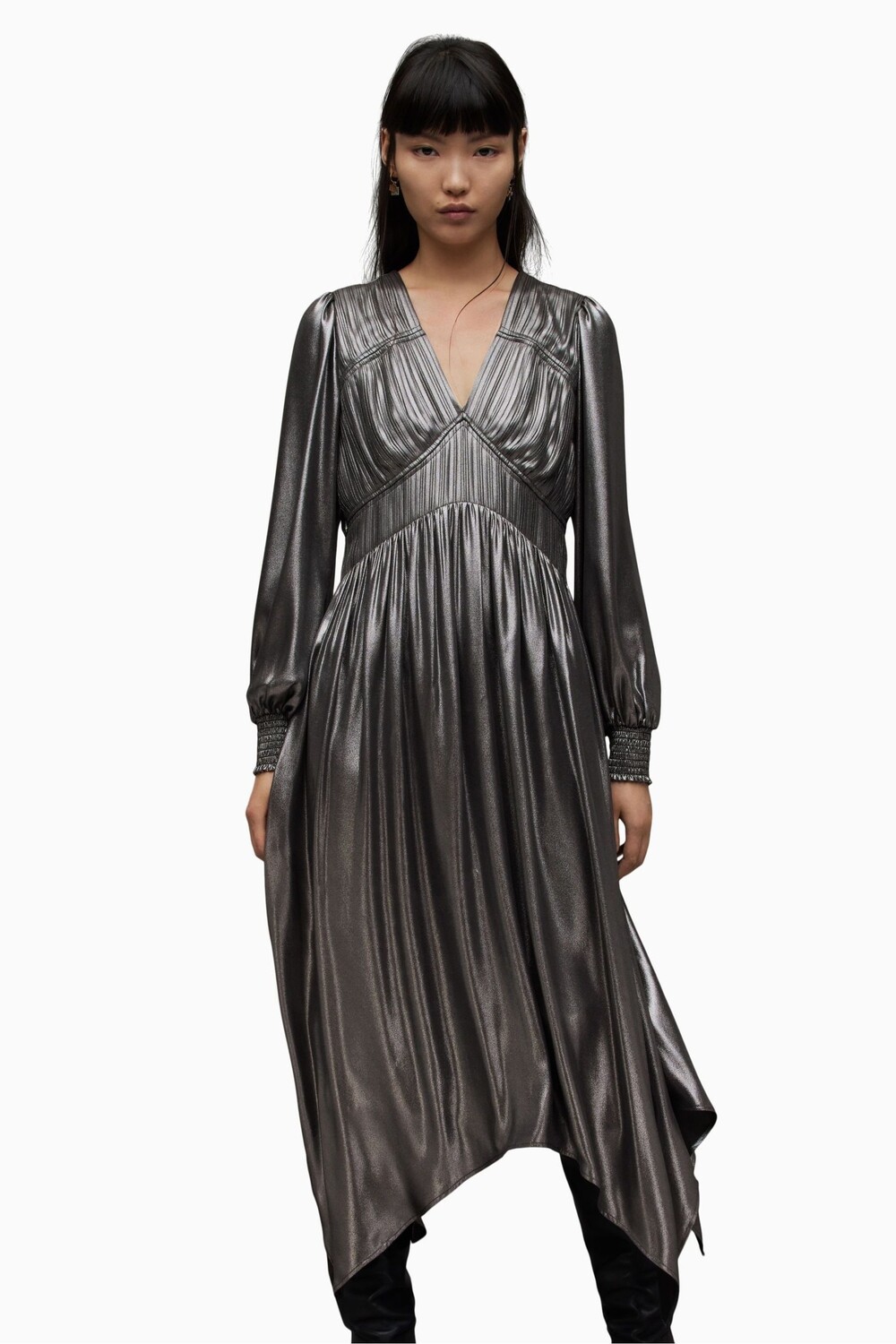 

Платье Allsaints estelle с металлизированной отделкой All Saints, серый