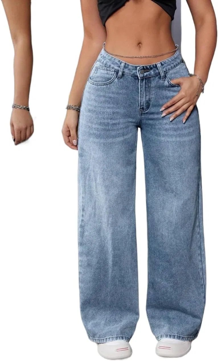 Джинсы свободные, Wide Leg, Medium Wash