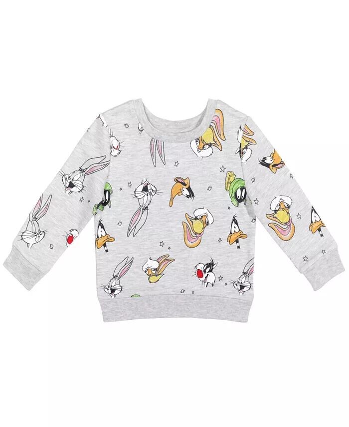 

Толстовка из французского терри для девочек Looney Tunes Sylvester Bugs Bunny Daffy Duck Space Jam, серый