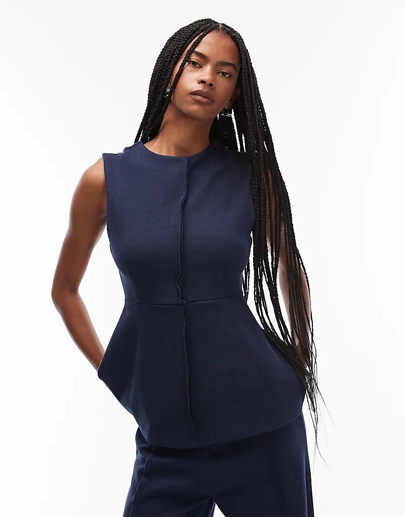 

Мягкая облегающая майка ASOS DESIGN с декоративными швами темно-синего цвета