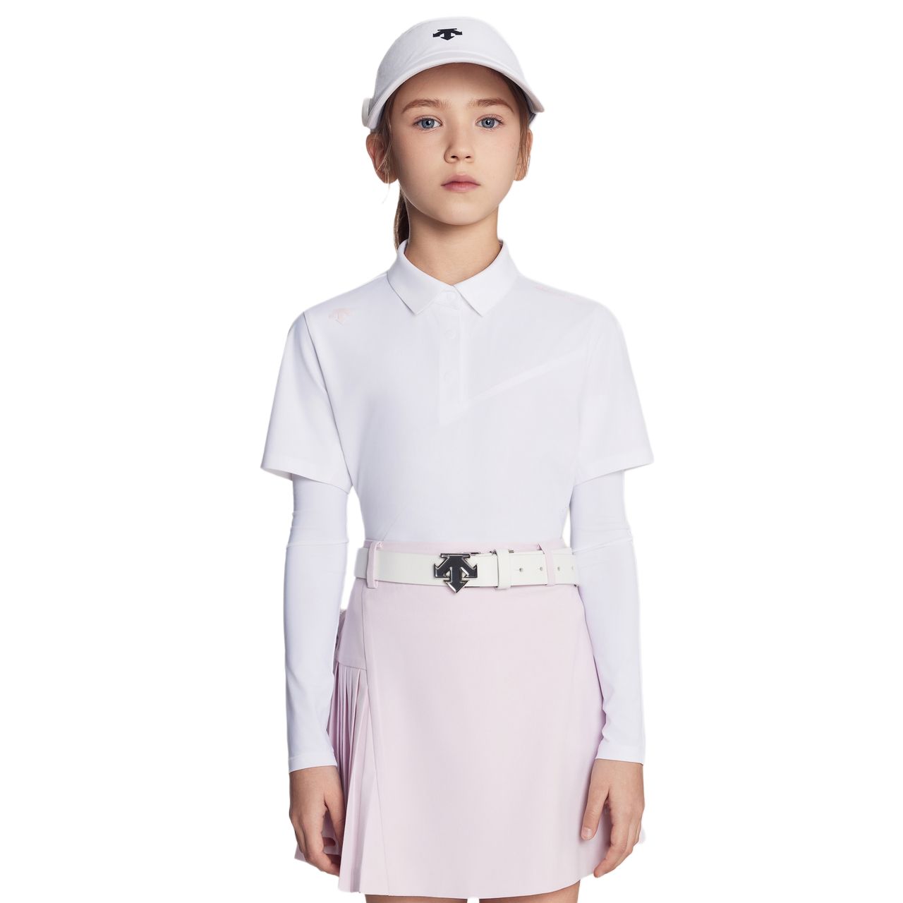 

Футболка-поло для гольфа, весна-лето 2025, для подростков Descente, белый