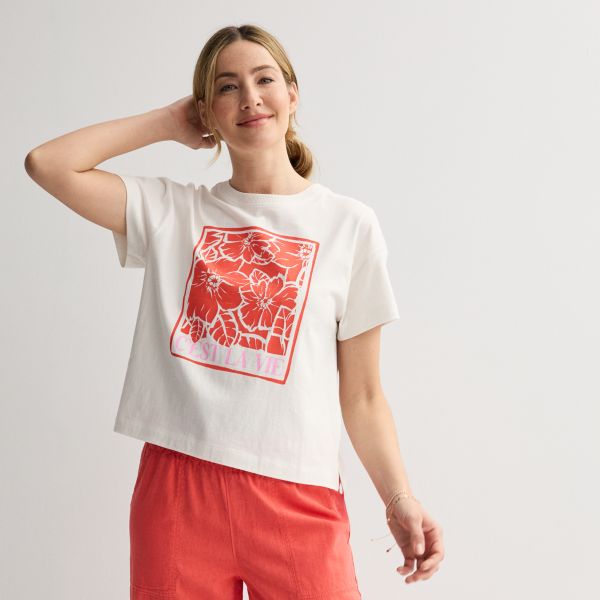 

Женская футболка свободного кроя с графическим принтом Sonoma Goods For Life, цвет red floral graphic