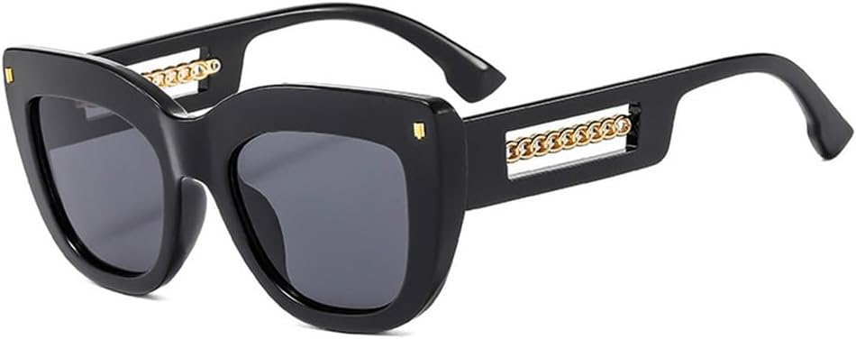 

Женские солнцезащитные очки в стиле ретро с полой металлической цепочкой, мужские солнцезащитные очки с защитой от УФ-излучения UV400 и заклепками, градиентные солнцезащитные очки LANGSER, Black Gray