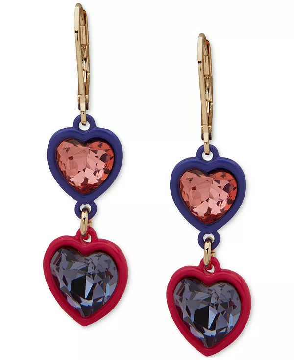 

Двойные серьги-подвески в форме сердца из золотистых камней и смолы Emily In Paris, multi