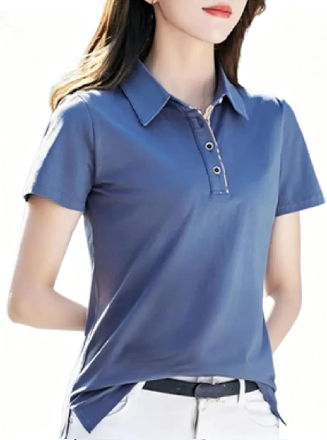 Полочная рубашка женская, хлопок, Slim Fit, Blue