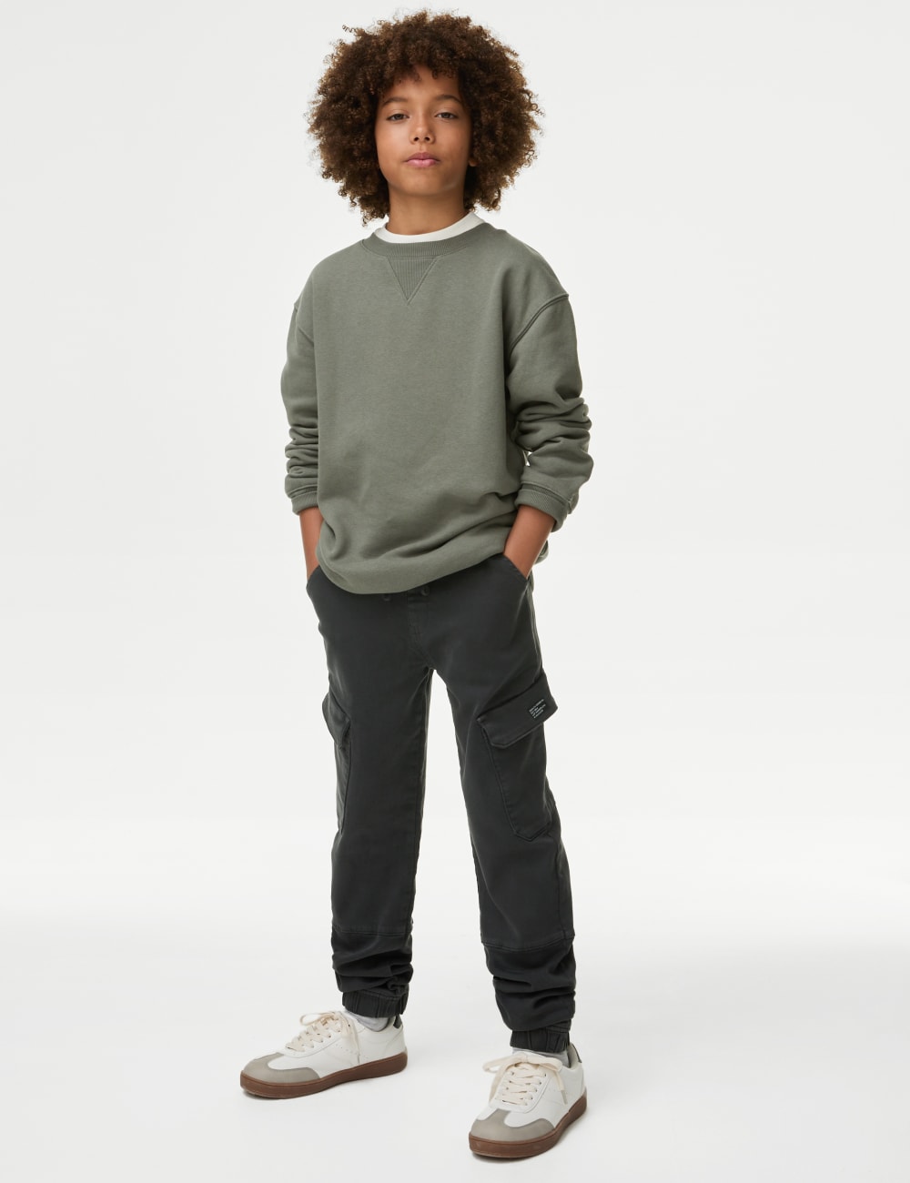 

Брюки-карго из хлопка Marks & Spencer, угольный