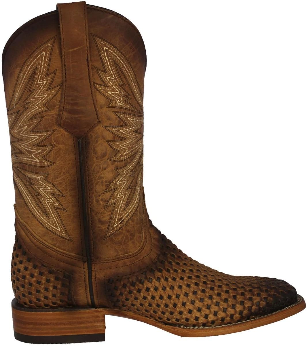 Мужские вестерн-ботинки Texas Legacy Honey Brown с плетеной кожей и квадратным носком — фото 2