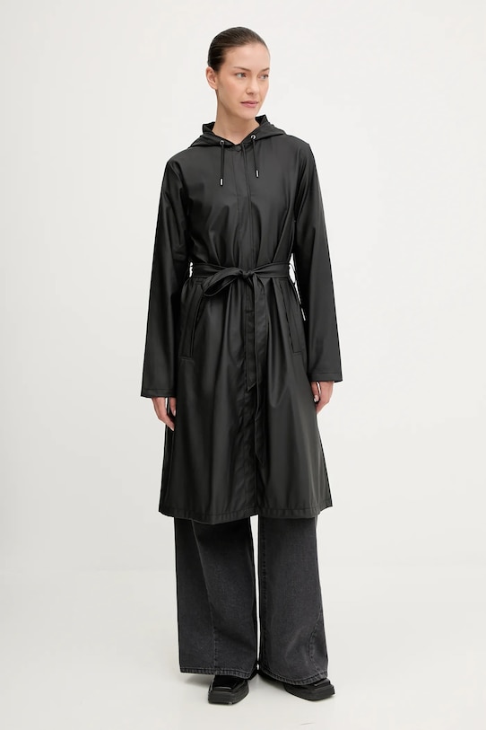 

Удлиненная женская куртка А-силуэта Rains, черный
