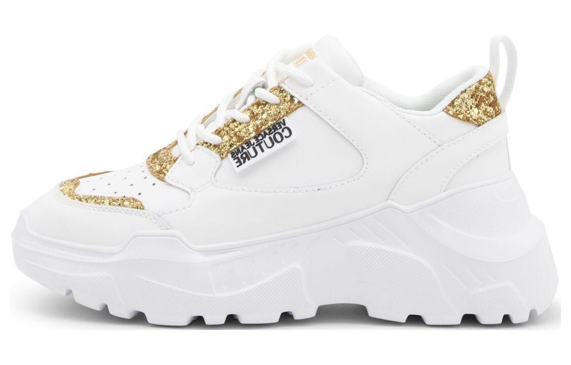 

Кроссовки VERSACE JEANS Couture Logo-patch Glitter-detailing Sneakers, белый
