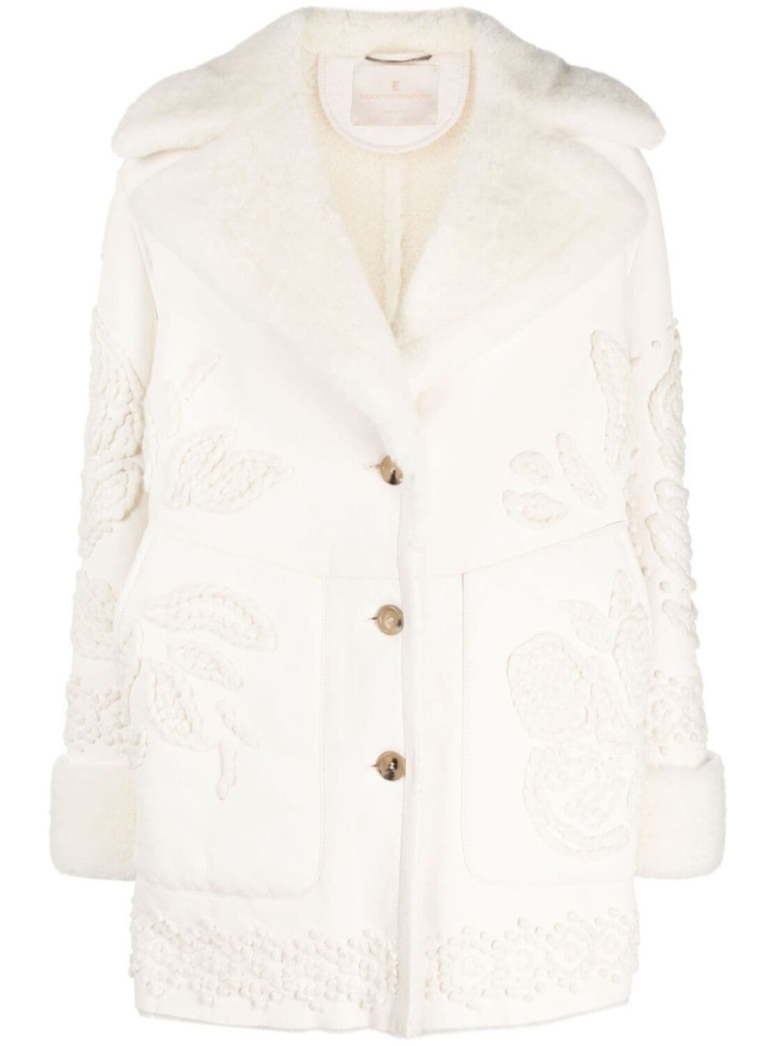 

Ermanno Scervino кожаное пальто с цветочной вышивкой, белый