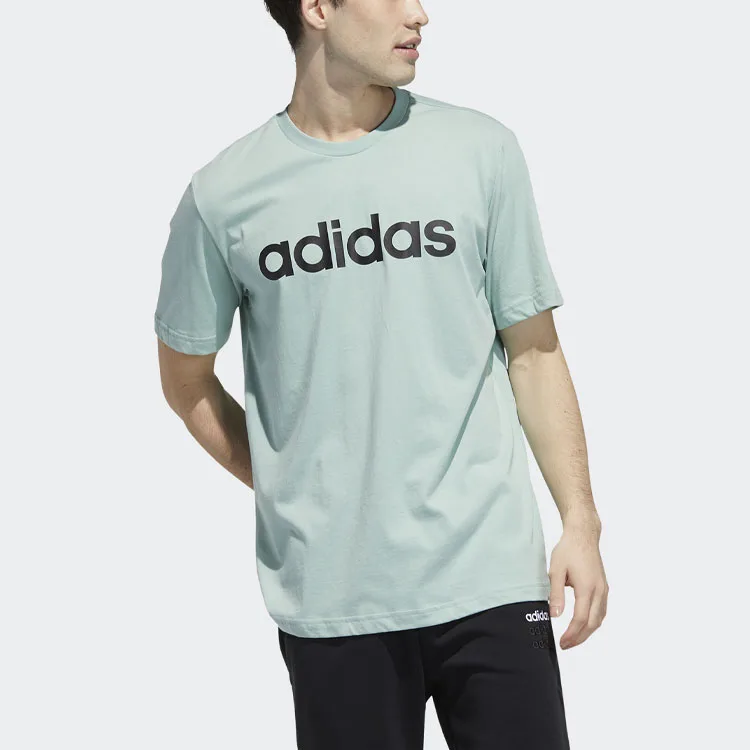 Adidas Neo Футболка мужская зеленая с круглым вырезом умеренно прямого кроя — фото 3