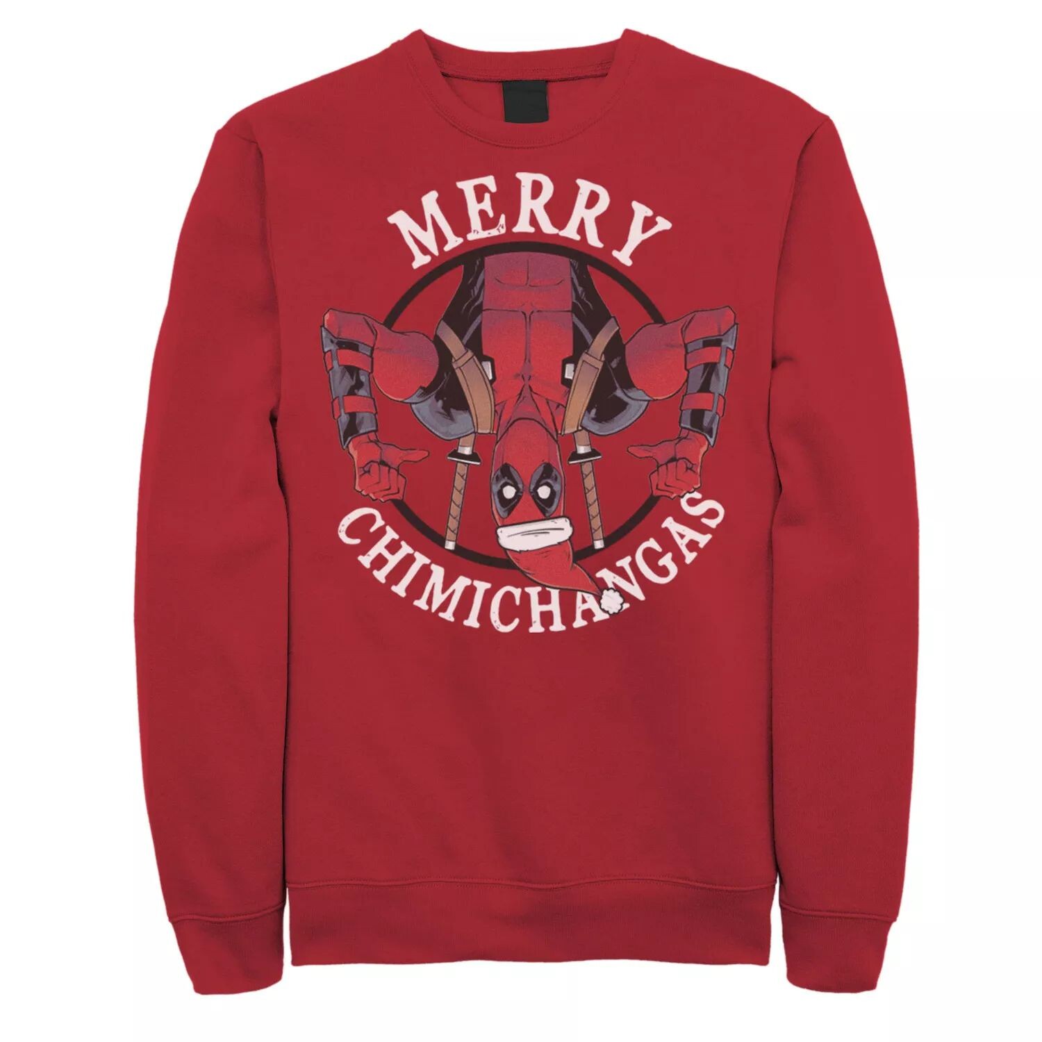 

Мужской флисовый пуловер с подвесным праздничным рисунком Deadpool Merry Chimichangas Marvel