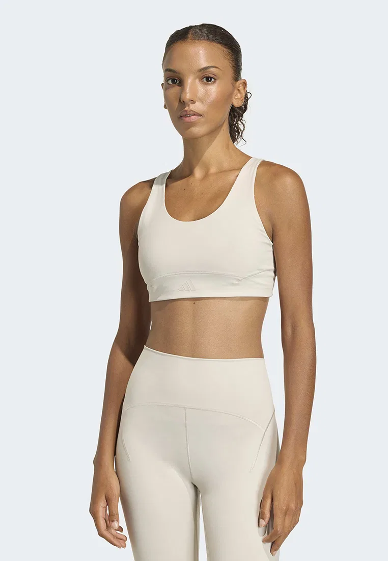 Бюстгальтер для спорта, средняя поддержка, All Me Luxe Adidas, бежевый