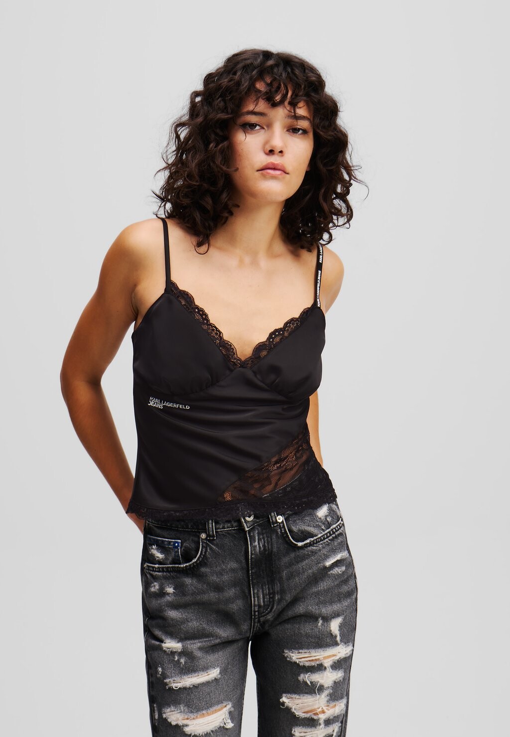 

Топ SATIN LACE Karl Lagerfeld Jeans, черный