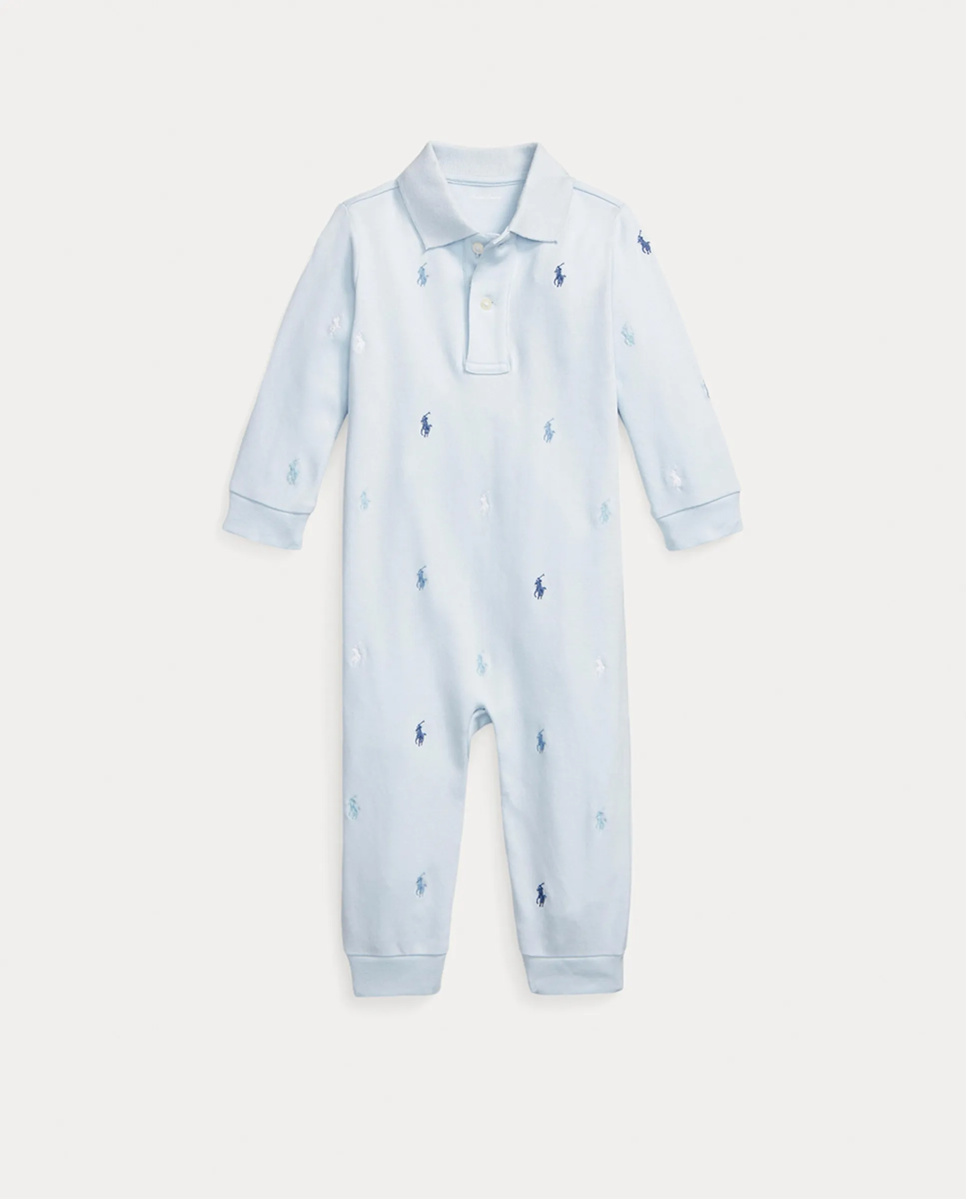 

Детский хлопковый комбинезон для мальчика с лошадкой Polo Ralph Lauren, светло-голубой