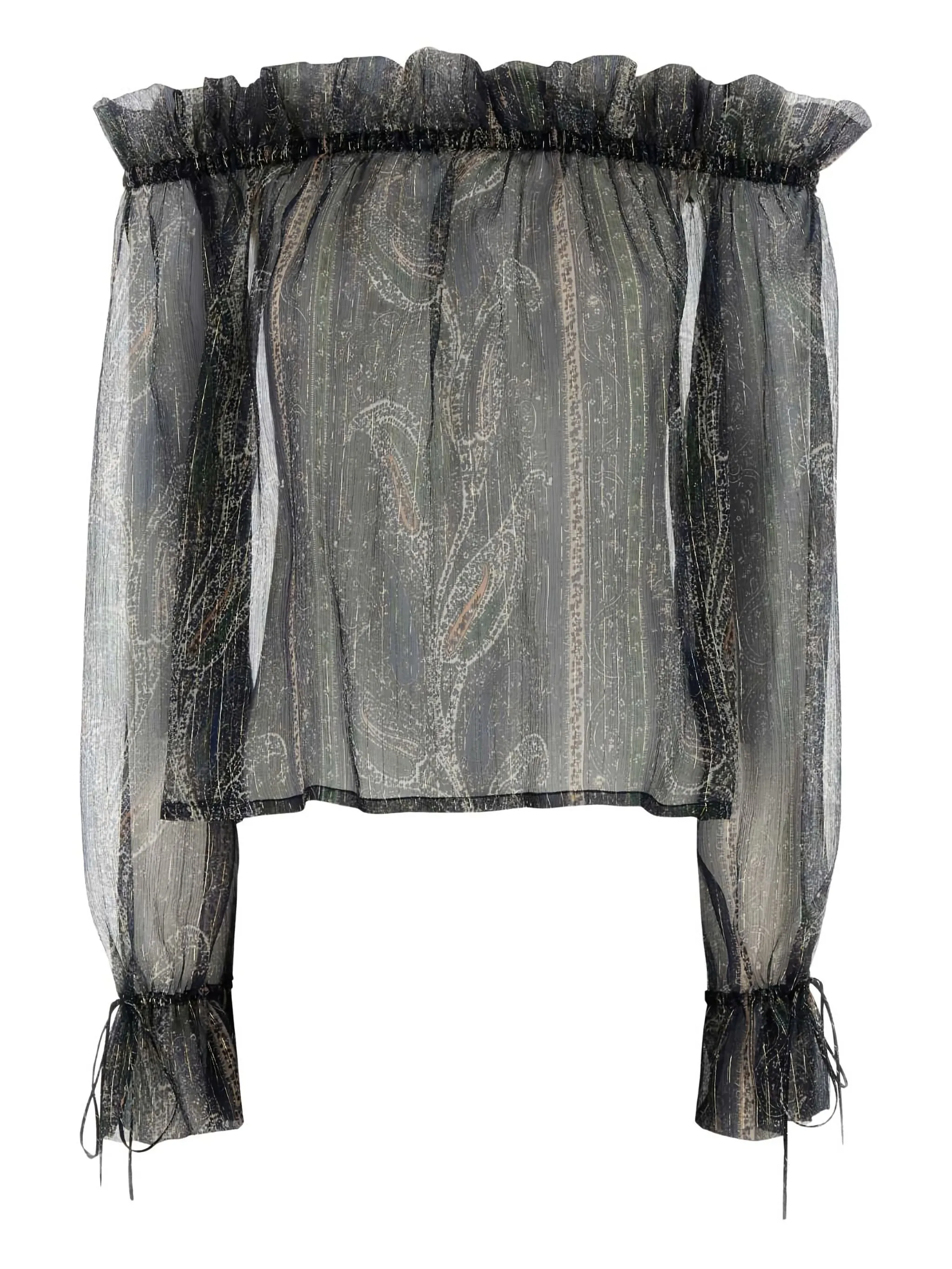 

Креповая блузка с принтом Saint Laurent, черный