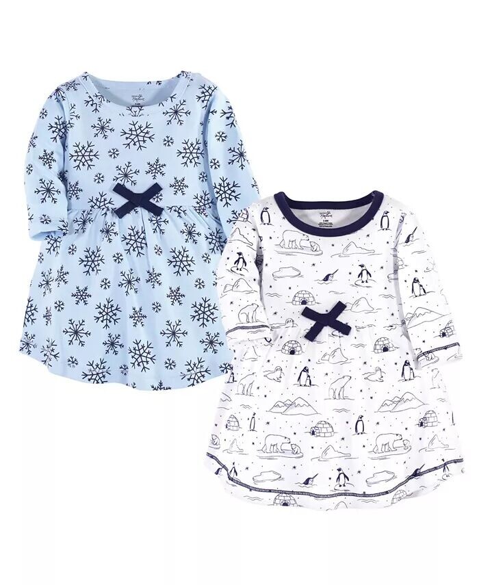 

Платья с длинными рукавами из органического хлопка для маленьких девочек, 2 шт, Арктика Touched By Nature, синий