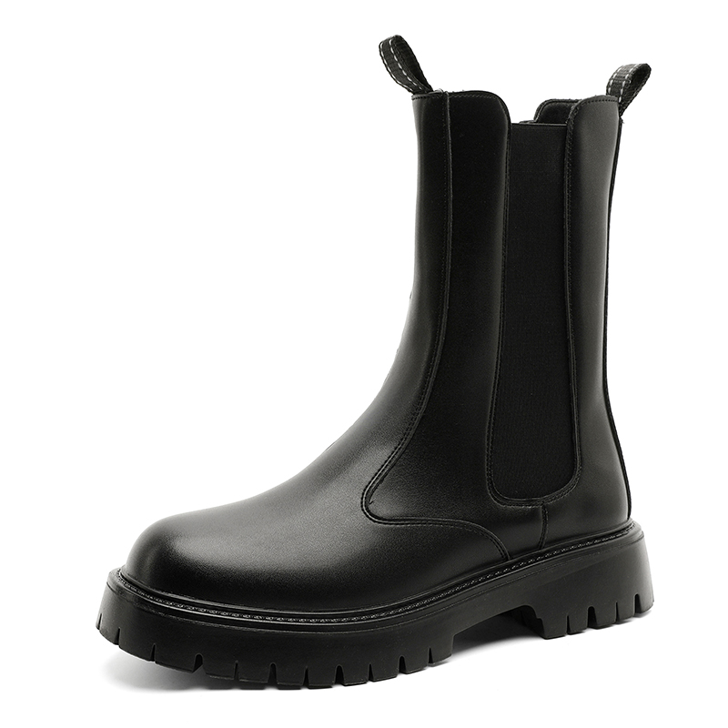 

Dounkol Крутые мужские челси-ботинки черные с потайной платформой, цвет Black Hidden Wedge