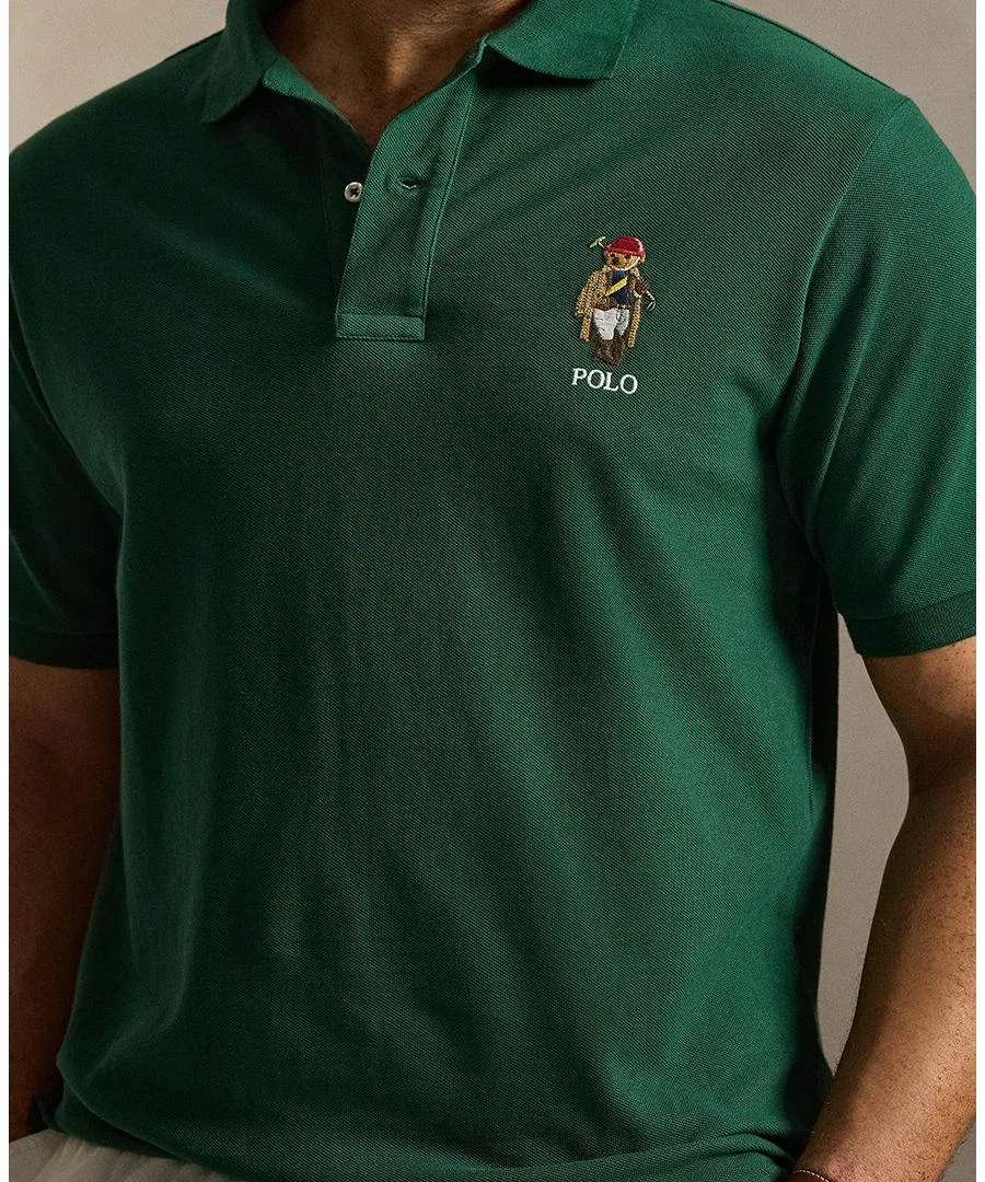 Мужская поло-рубашка большого размера с сетчатой вставкой "Медведь" Polo Ralph Lauren, New Forest - Society Bear — фото 3