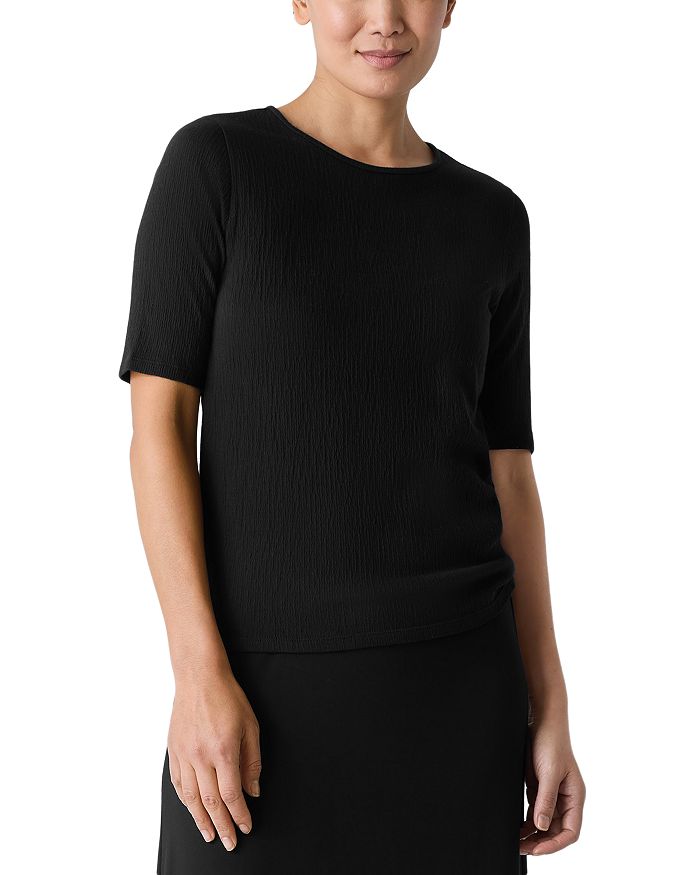 

Топ с круглым вырезом и рукавом 3/4 Eileen Fisher, черный
