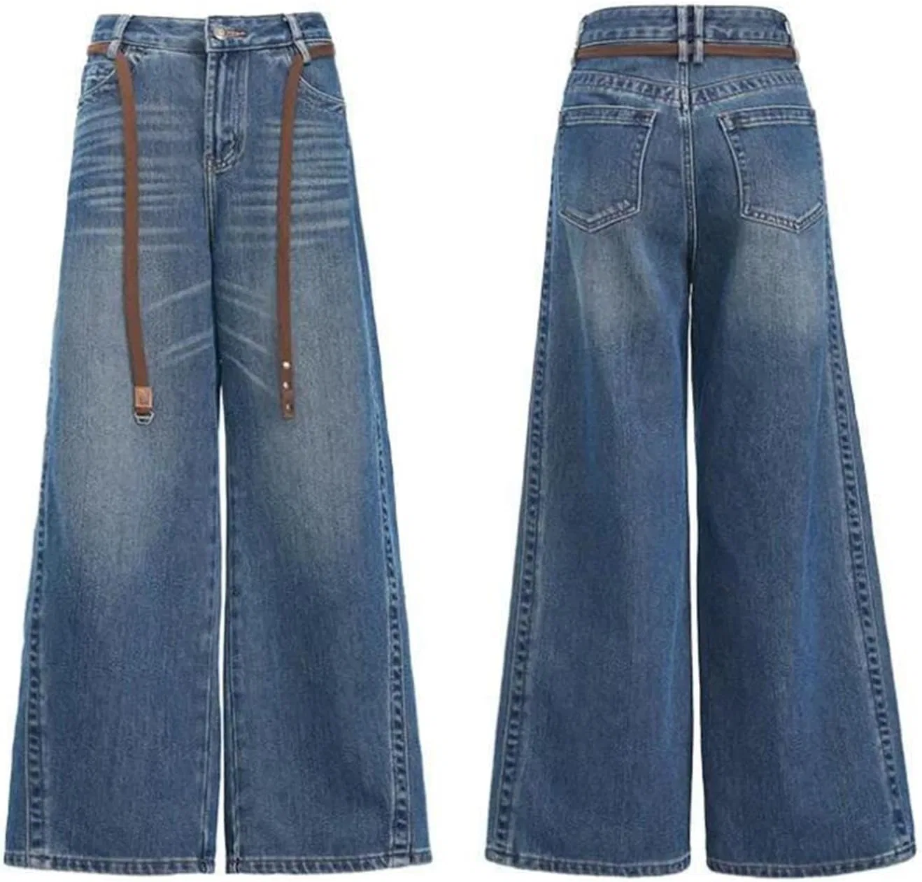 Джинсы свободные, Wide Leg Cotton Blend Denim, Xt-hsnz-912-4 — фото 3