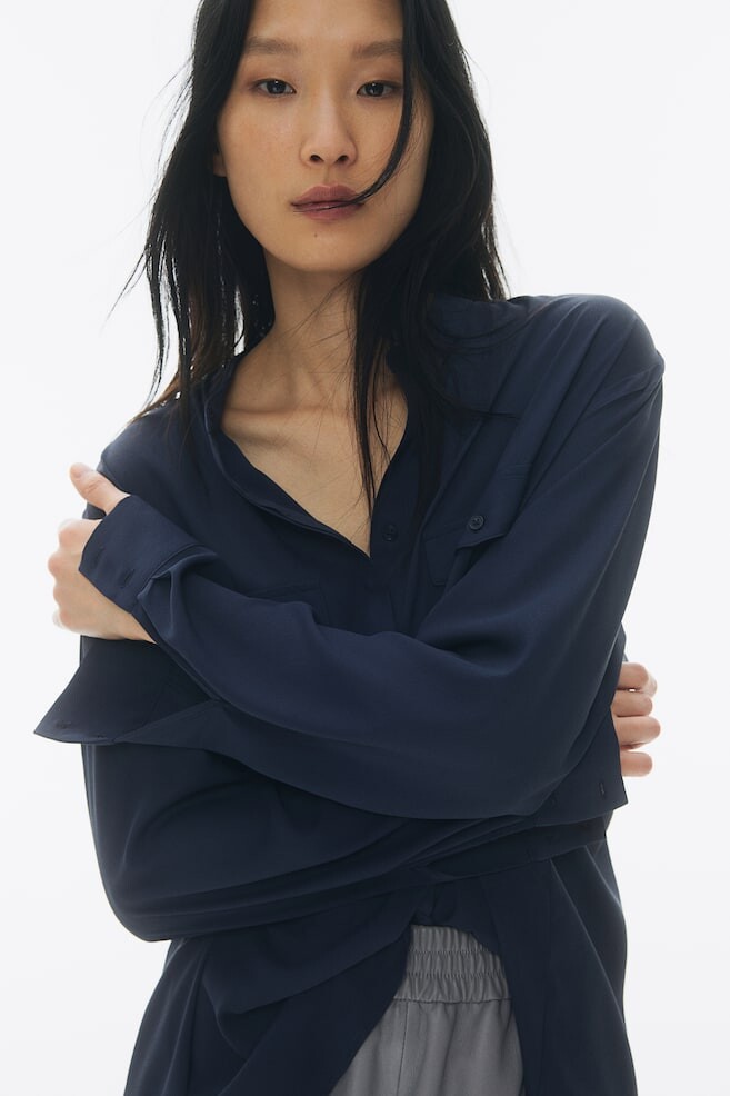 

Блузка с воротником-стойкой H&M, синий