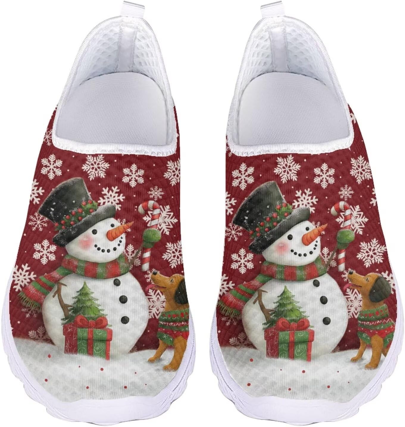 

Кеды Belidome Slip On Clipper для женщин и мужчин, повседневная комфортная обувь для ходьбы и бега, B Snowman Snowflake