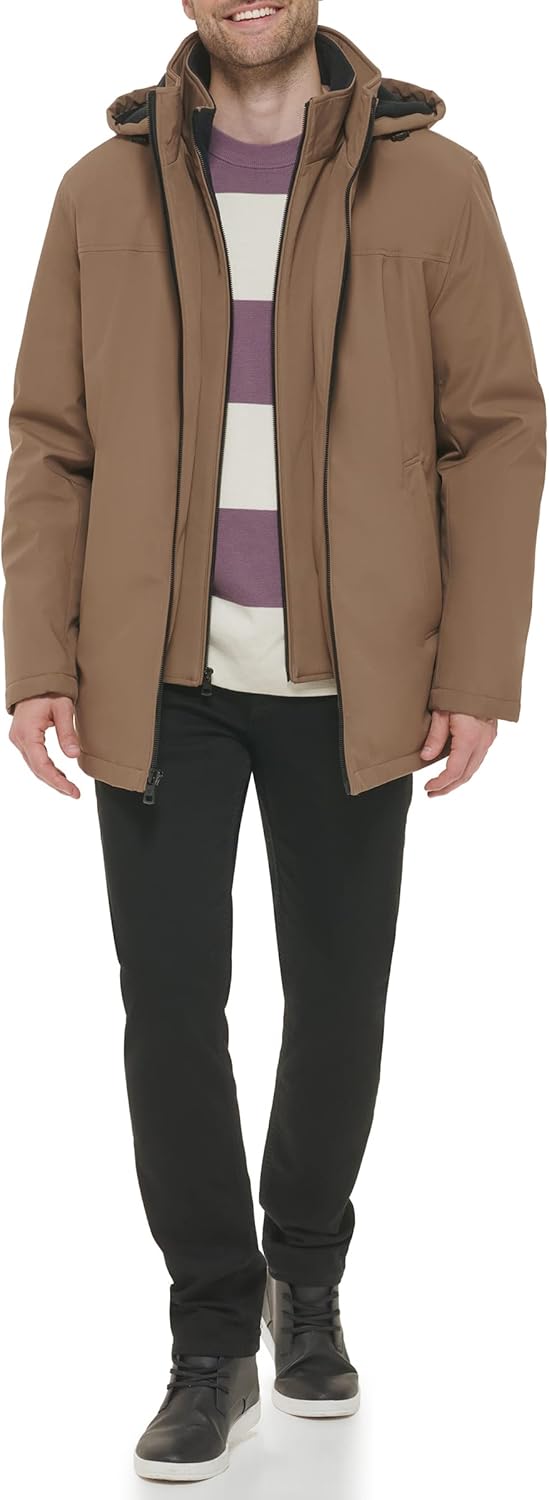 Calvin Klein Mens Водонепроницаемое и ветрозащитное пальто с капюшоном от Calvin Klein Men's осень-зима, Transitional Dark Tan — фото 2