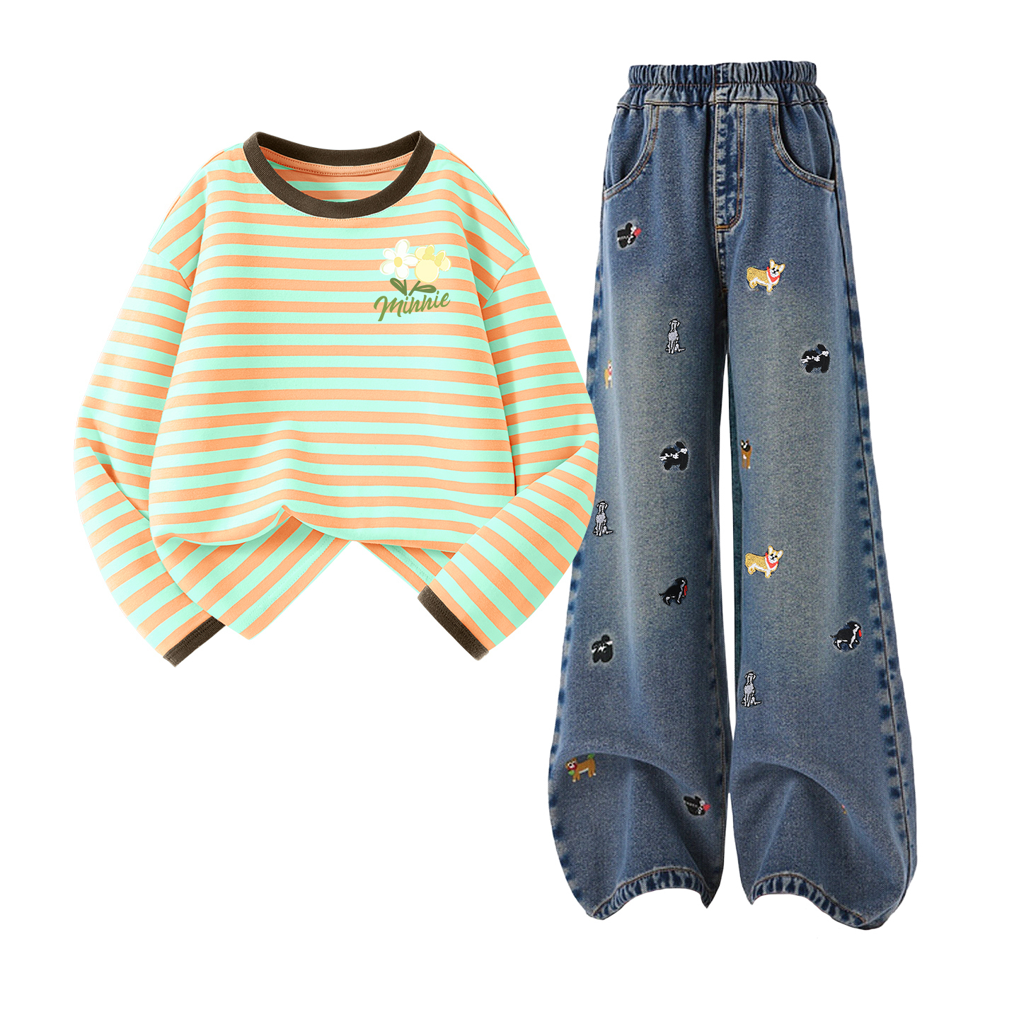 

Детская повседневная спортивная одежда Disney, Di Chao Yang Karat Gold Toffee+Solid Color Denim Blue