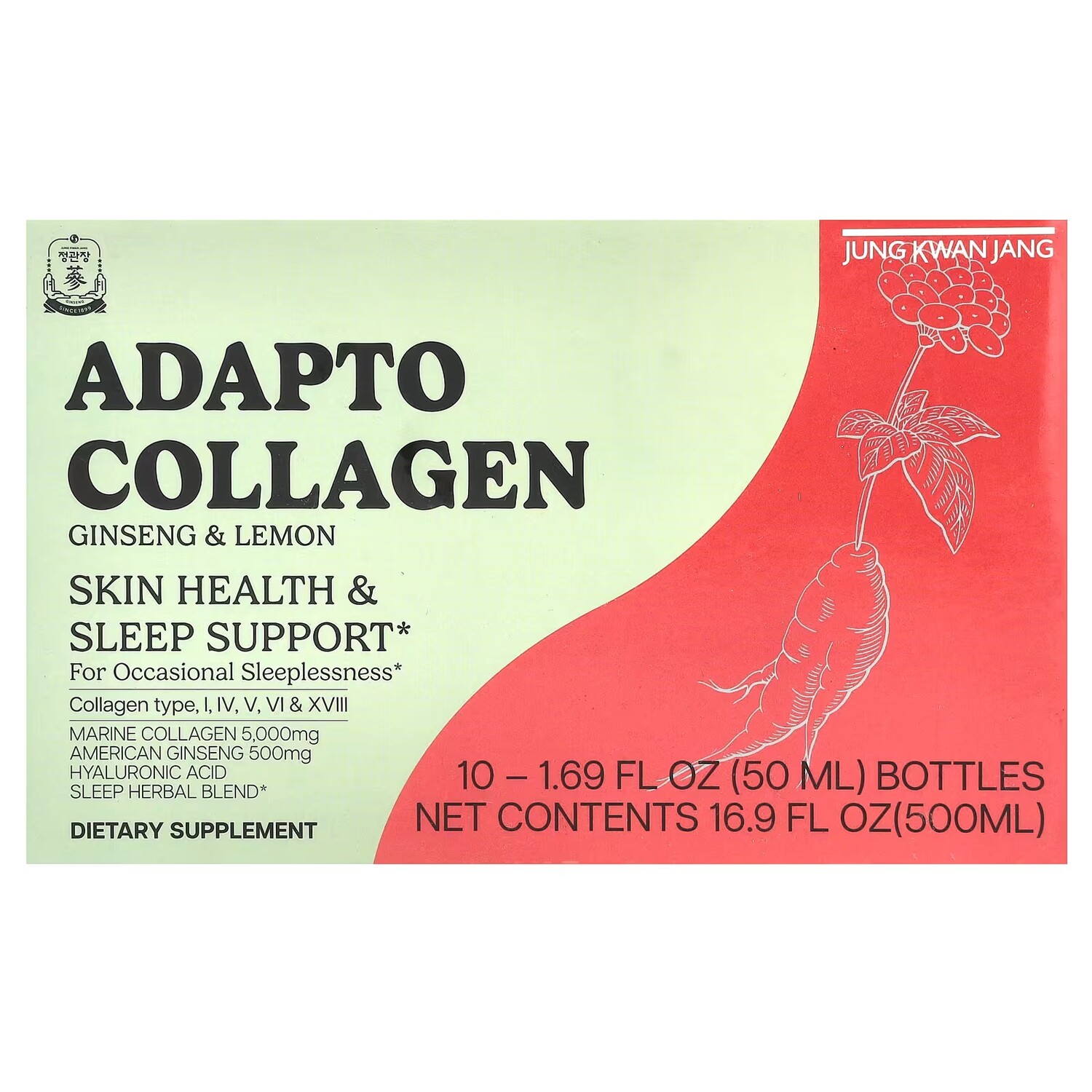

Добавка CheongKwanJang Adapto Collagen женьшень и лимон, 10 бутылочек по 50 мл