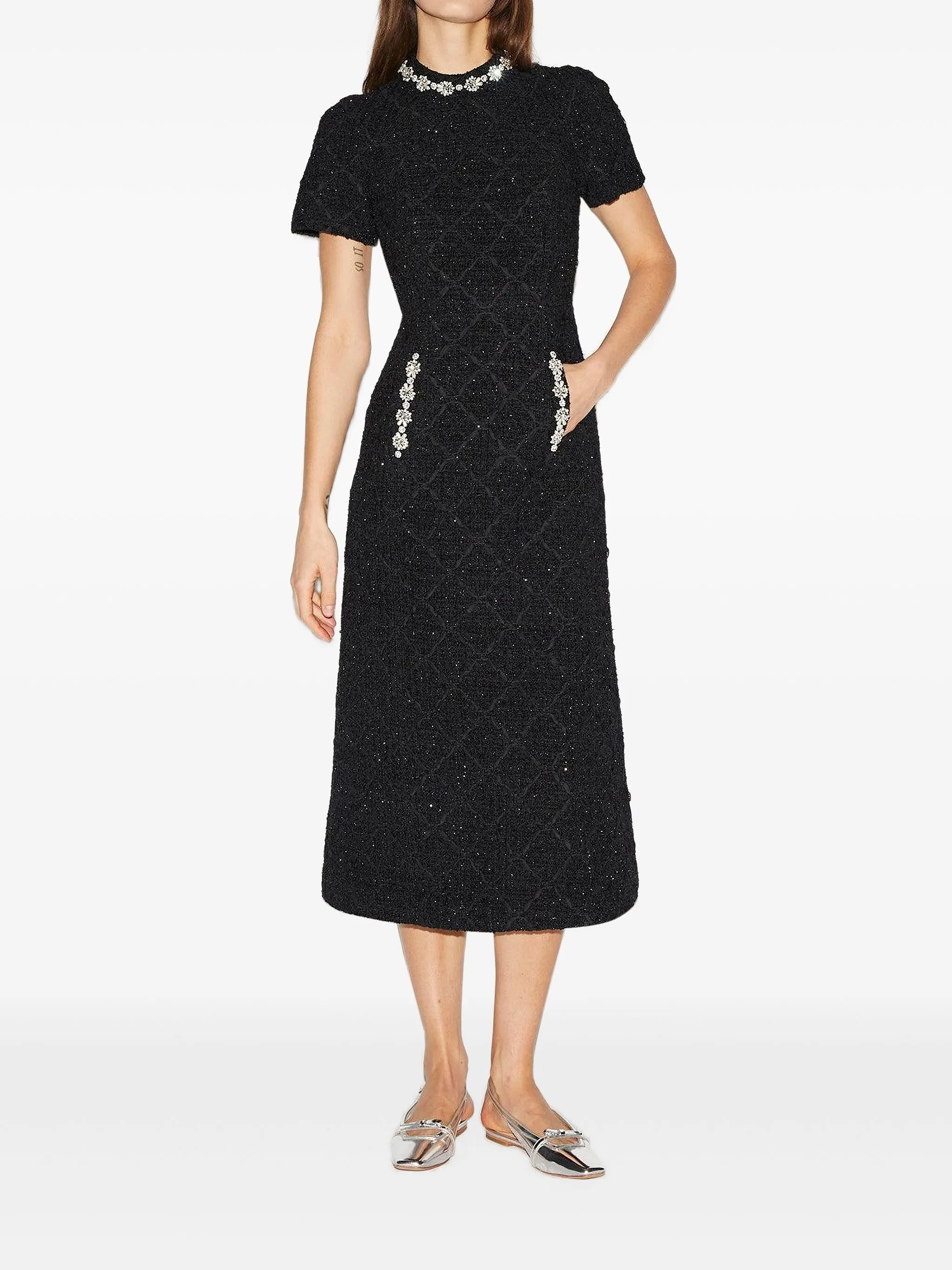 

Декорированное платье макси Theon с карманами Huishan Zhang, черный