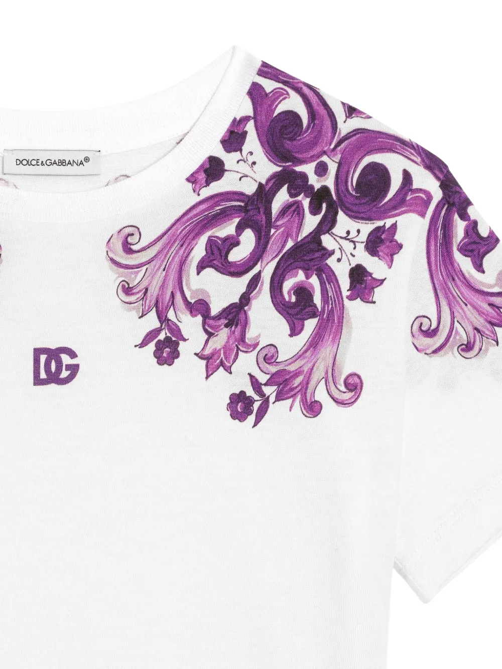 Футболка с принтом Majolica Dolce & Gabbana Kids, белый — фото 3