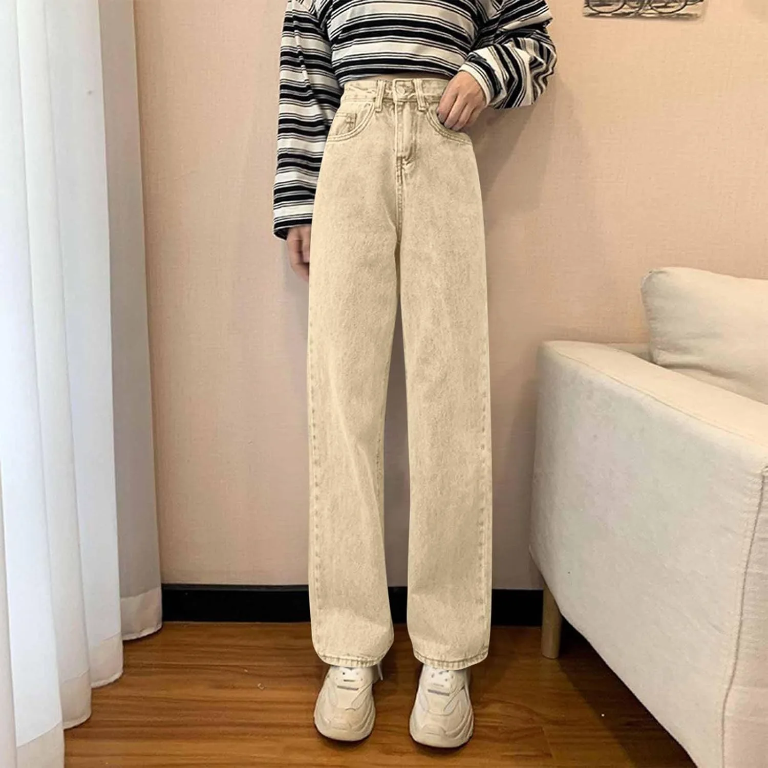 Джинсы женские High Waisted Straight Wide Leg с эффектом Tummy Control — фото 3