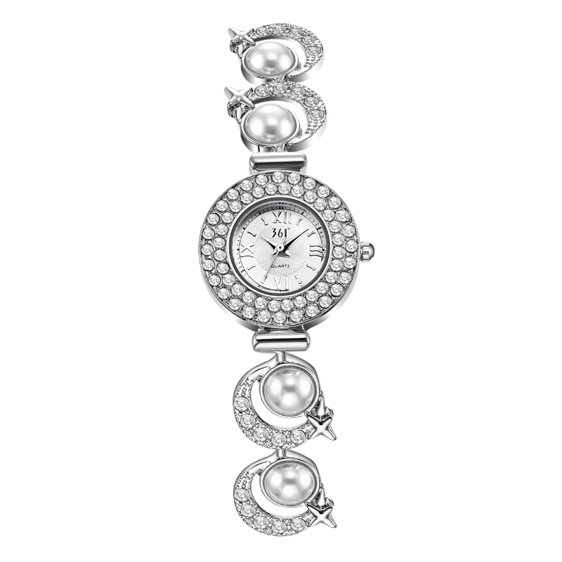 

361° Кварцевые часы с металлическим ремешком, женские, серебристый циферблат