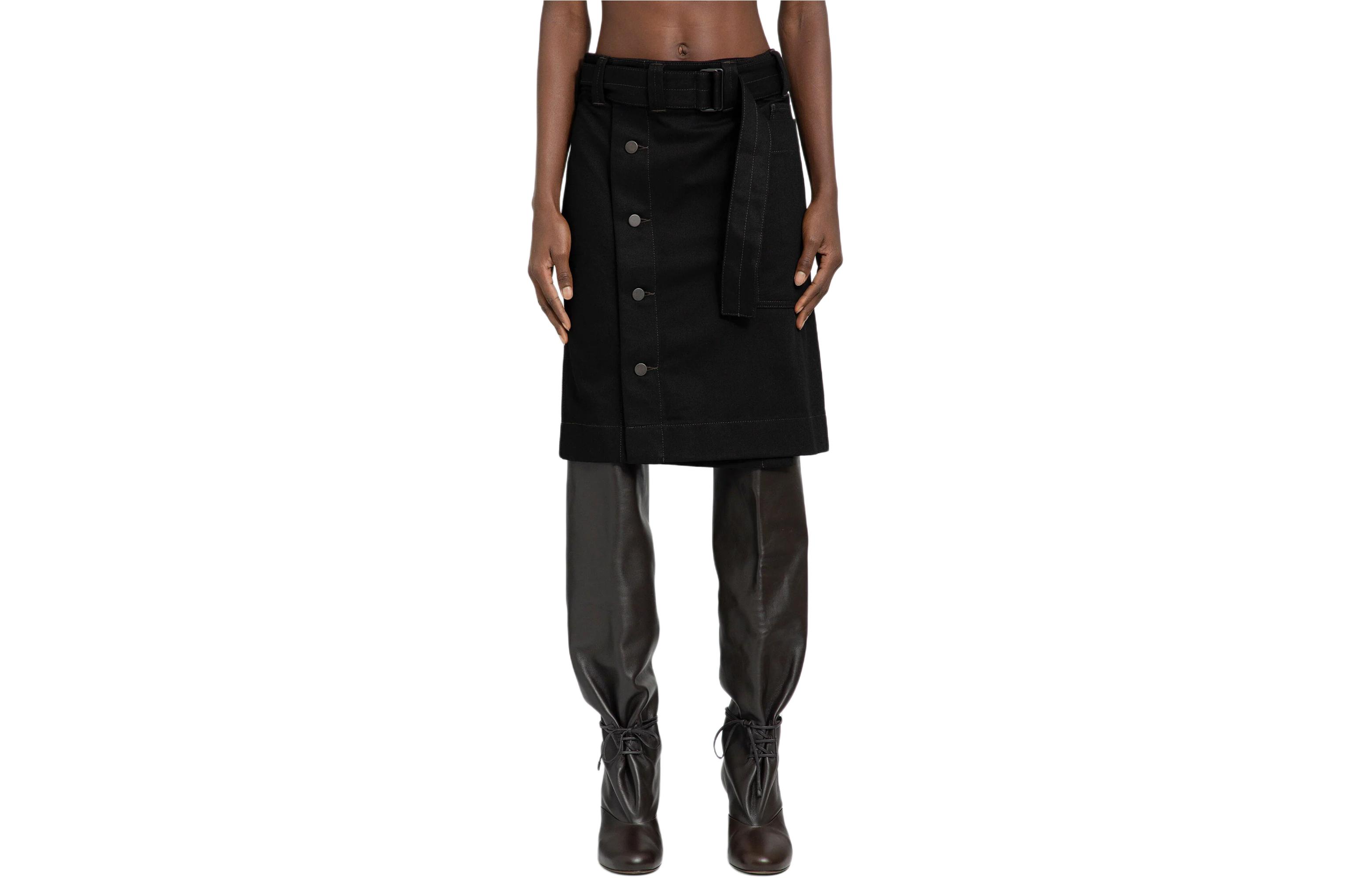 

Юбка миди с поясом-фартуком Lemaire, черный