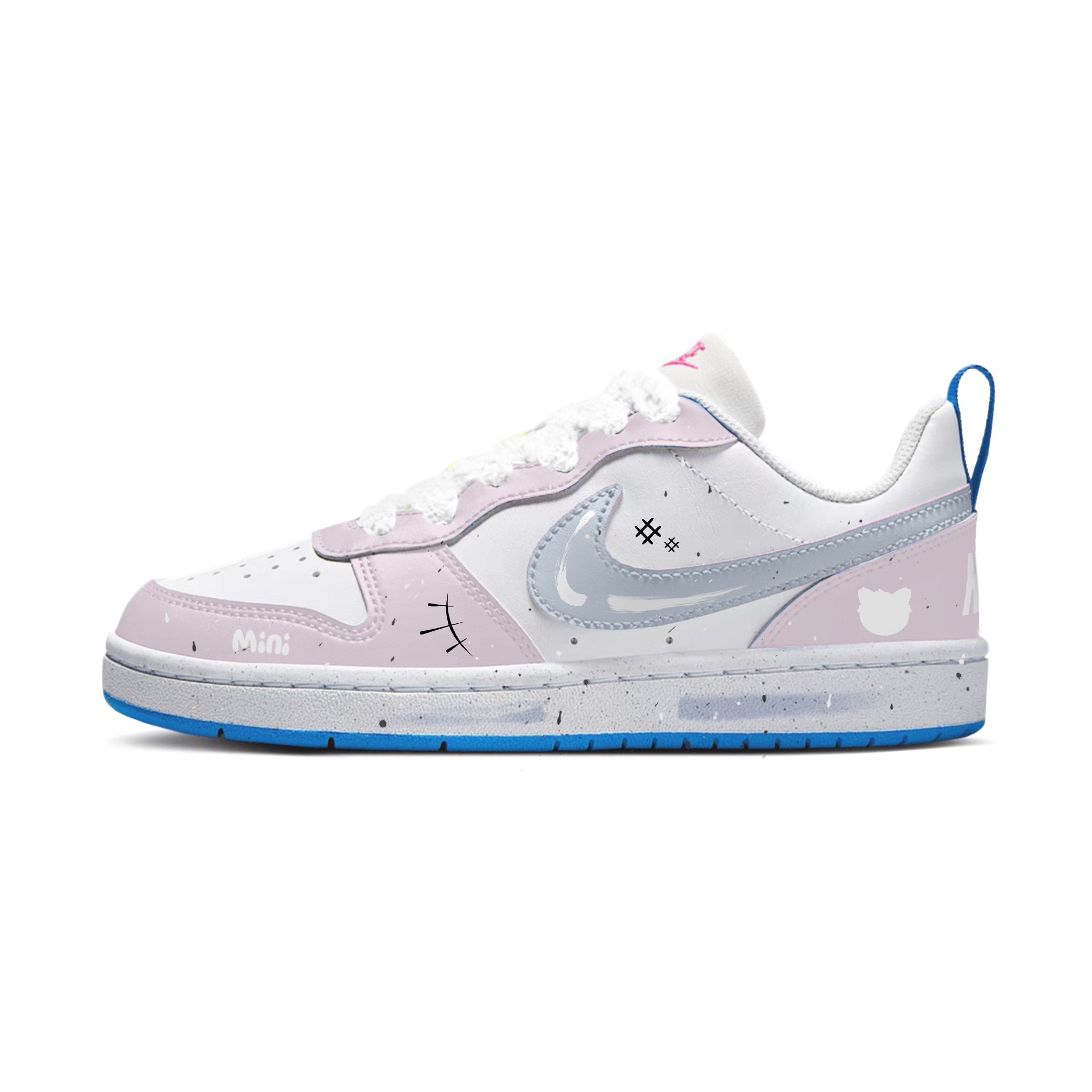 

Nike Court Borough Synthetic Leather Slip Resistant Abrasion Resistant Low top Kids' Skateboarding Shoes Light Pink