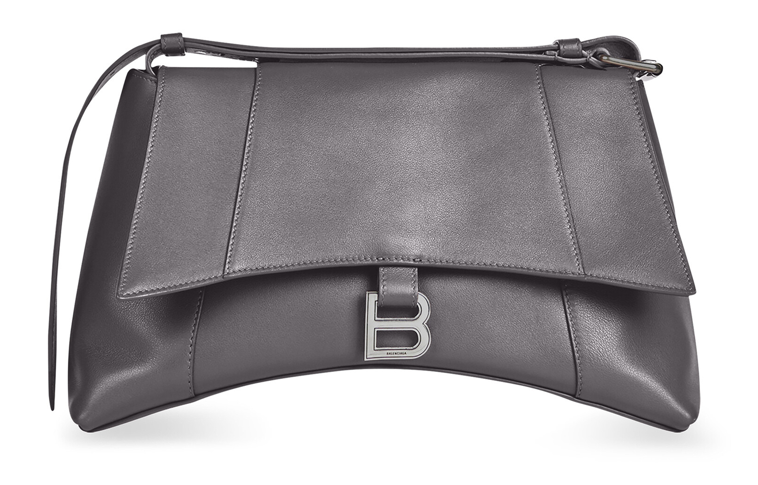 Полуматовый гладкий кожаный клатч из телячьей кожи Balenciaga, женская сумка через плечо, темно-серый — фото 4