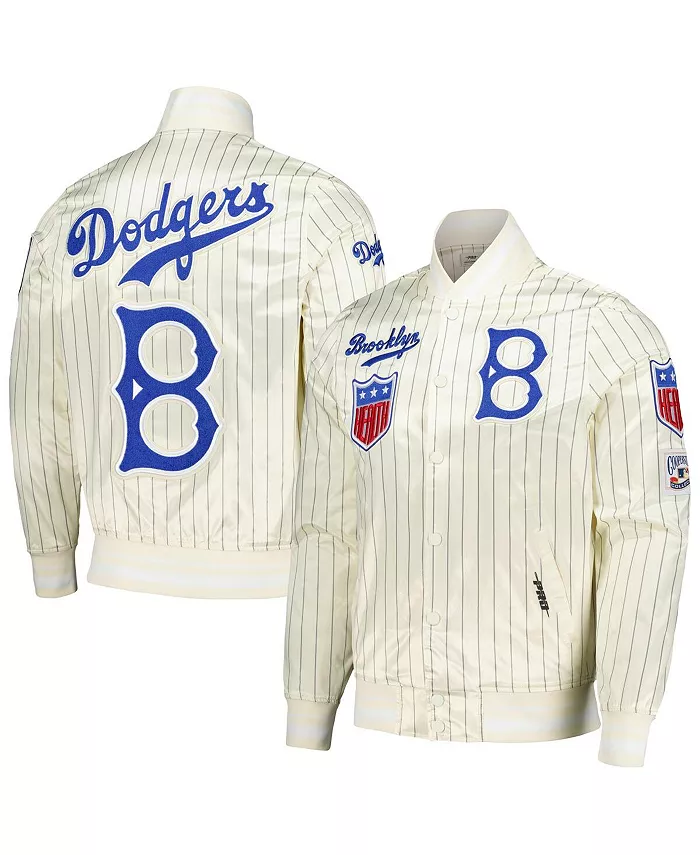 

Мужская кремовая бейсбольная куртка Brooklyn Dodgers Cooperstown Collection в ретро-стиле с полосками и полной застежкой на пуговицах Pro Standard